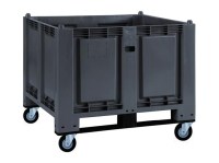 Cargopallet 600 PLUS grigio industriale con 4 ruote e 2 travette, 1200x800xh1000