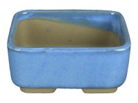 Vaso per bonsai Giapponese Morrisan rettangolare in gres smaltato azzurro 11x8,5x4,5 cm - B03-3-4A