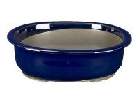 Vaso per bonsai Giapponese Morrisan ovale in gres smaltato blu 20x15,5x7 cm - B21-26c