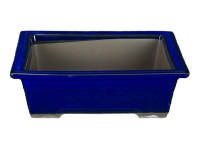 Vaso per bonsai Giapponese Morrisan rettangolare in gres smaltato blu 17,5x12x6 cm - B05-18a