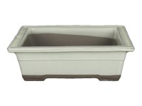 Vaso per bonsai Giapponese Morrisan rettangolare in gres smaltato bianco 17,5x12x6 cm - B05-19a