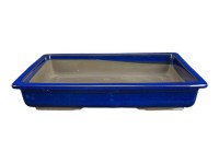 Vaso per bonsai Giapponese Morrisan rettangolare in gres smaltato blu 31x19x5,5 cm - B19-33c