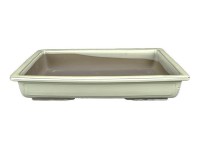 Vaso per bonsai Giapponese Morrisan rettangolare in gres smaltato bianco 37x25,5x6 cm - B19-34a