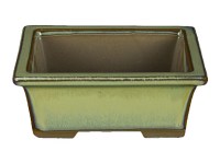 Vaso per bonsai Giapponese Morrisan rettangolare in gres smaltato verde 13x10x4,5 cm - B05-3a