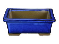 Vaso per bonsai Giapponese Morrisan rettangolare in gres smaltato blu 13x10x4,5 cm - B05-1a