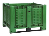 Cargopallet 700 PLUS verde con pareti grigliate e 2 travette, 1200x1000xh830