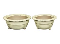 Vasi per bonsai Giapponesi Morrisan rotondi in gres smaltato bianco (Set da n.2 pezzi) - B04-14