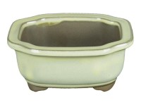 Vaso per bonsai Giapponese Morrisan rettangolare in gres smaltato bianco 15x12x6 cm - B05-10a