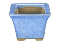 Vaso per bonsai Giapponese Morrisan quadrato in gres smaltato azzurro 5,5x5,5x4,5 cm - B02-8-2A