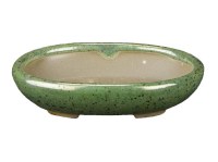 Vaso per bonsai Giapponese Morrisan ovale in gres smaltato verde 9x7x3,5 cm - B02-8-10D