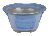 Vaso per bonsai Giapponese Morrisan rotondo in gres smaltato azzurro 7x7x4 cm - B02-8-5A