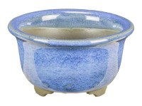 Vaso per bonsai Giapponese Morrisan rotondo in gres smaltato azzurro 7x7x4 cm - B02-8-7A