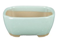 Vaso per bonsai Giapponese Morrisan rettangolare in gres smaltato azzurro turchese 9x7x3,5 cm - B02-8-6G