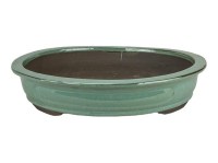 Vaso per bonsai ovale in gres smaltato verde 54x42,5x10 cm - 2827a