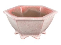 Vaso per bonsai esagonale in gres smaltato rosa 10x10x5 cm - YP7