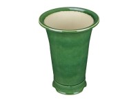 Vaso per bonsai rotondo (stile a cascata) in gres smaltato verde 13x13x22 cm - YM42