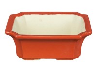 Vaso per bonsai rettangolare in gres smaltato rosso 13x10,5x4,5 cm - A10