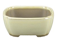 Vaso per bonsai Giapponese Morrisan rettangolare in gres smaltato bianco 9x7x3,5 cm - B02-8-6C