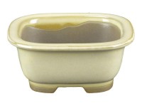 Vaso per bonsai Giapponese Morrisan rettangolare in gres smaltato bianco 7,5x6,5x3 cm - B02-8-12C