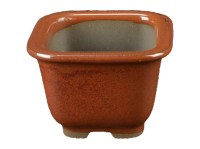 Vaso per bonsai Giapponese Morrisan quadrato in gres smaltato marrone mogano 5,5x5,5x4,5 cm - B02-8-8F