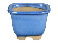 Vaso per bonsai Giapponese Morrisan quadrato in gres smaltato blu 5,5x5,5x4,5 cm - B02-8-8B