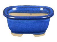 Vaso per bonsai Giapponese Morrisan rettangolare in gres smaltato blu 7,5x6,5x3 cm - B02-8-12B