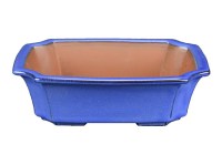 Vaso per bonsai rettangolare in gres smaltato blu 18,5x14x5 cm - ZX95