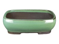 Vaso per bonsai rettangolare in gres smaltato verde 35x24x11 cm - 2842a