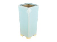 Vaso per bonsai quadrato (stile a cascata) in gres smaltato azzurro turchese 7,5x7,5x20,5 cm - YM10