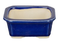 Vaso per bonsai rettangolare in gres smaltato blu 8x6x3,5 cm - SF12