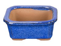 Vaso per bonsai rettangolare in gres smaltato blu 7,5x6x3,5 cm - SF29