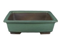 Vaso per bonsai rettangolare in gres smaltato verde 45x32,5x12 cm - 2843a