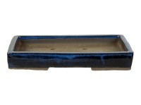 Vaso per bonsai rettangolare in gres smaltato blu 21x12,5x2 cm - 2838a