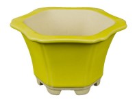 Vaso per bonsai esagonale in gres smaltato giallo 9,5x9,5x7 cm - A20