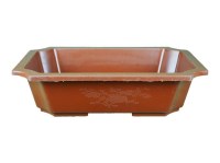 Vaso Cinese rettangolare in plastica marrone per bonsai 14,5x10x4,5 cm - H408