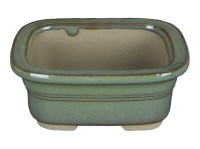 Vaso per bonsai Giapponese Morrisan rettangolare in gres smaltato verde chiaro 11x8,5x4,5 cm - B03-3-3E