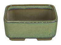 Vaso per bonsai Giapponese Morrisan rettangolare in gres smaltato verde chiaro 11x8,5x4,5 cm - B03-3-4E