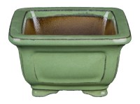 Vaso per bonsai quadrato in gres smaltato verde 9,5x9,5x5,5 cm - YP5