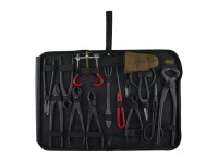 Set hobbistico da 14 attrezzi per bonsai bruniti + astuccio porta utensili rigido (D21LG)