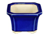 Vaso per bonsai quadrato in gres smaltato blu 9x9x6,5 cm - YM24