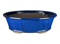 Vaso per bonsai ovale in gres smaltato blu 54x40,5x16,5 cm - ZM008a