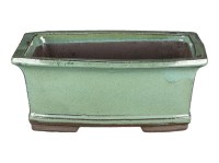 Vaso per bonsai rettangolare in gres smaltato verde 17x12,5x7 cm - 2846b