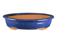 Vaso per bonsai ovale in gres smaltato blu 45,5x34,5x8 cm - 2938b