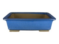 Vaso per bonsai rettangolare in gres smaltato blu 45,5x32x13 cm - ZM003a