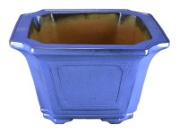 Vaso per bonsai quadrato in gres smaltato blu 27,5x27,5x17 cm - TY117a