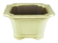 Vaso per bonsai quadrato in gres smaltato bianco 27,5x27,5x17,5 cm - TY120a