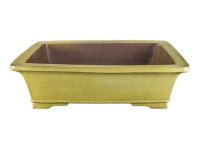 Vaso per bonsai rettangolare in gres smaltato giallo senape 41x31x11,5 cm - TY118a