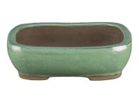 Vaso per bonsai rettangolare in gres smaltato verde 26,5x19,5x8 cm - 2834b