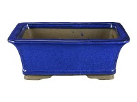 Vaso per bonsai rettangolare in gres smaltato blu 35x24,5x14,5 cm - ZM005a