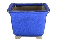 Vaso per bonsai quadrato in gres smaltato blu 17x17x15 cm - 2845b